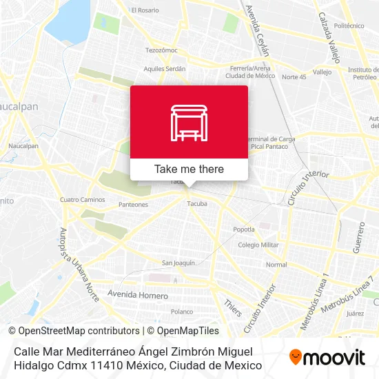 Mapa de Calle Mar Mediterráneo Ángel Zimbrón Miguel Hidalgo Cdmx 11410 México