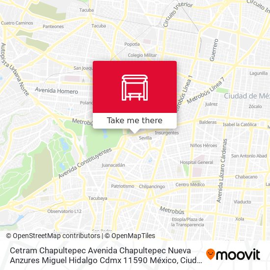 Cetram Chapultepec Avenida Chapultepec Nueva Anzures Miguel Hidalgo Cdmx 11590 México map