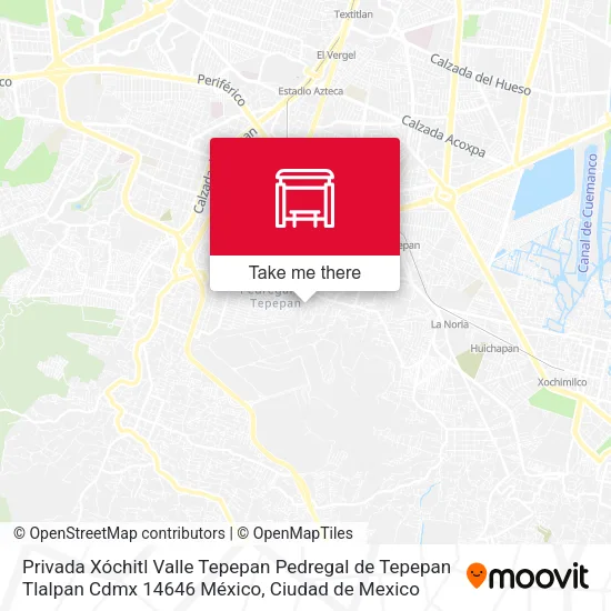 Privada Xóchitl Valle Tepepan Pedregal de Tepepan Tlalpan Cdmx 14646 México map