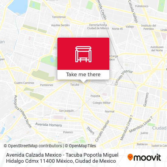 Avenida Calzada Mexico - Tacuba Popotla Miguel Hidalgo Cdmx 11400 México map