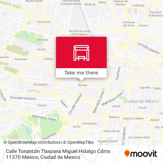 Mapa de Calle Tonantzin Tlaxpana Miguel Hidalgo Cdmx 11370 México