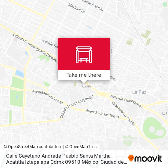 Mapa de Calle Cayetano Andrade Pueblo Santa Martha Acatitla Iztapalapa Cdmx 09510 México