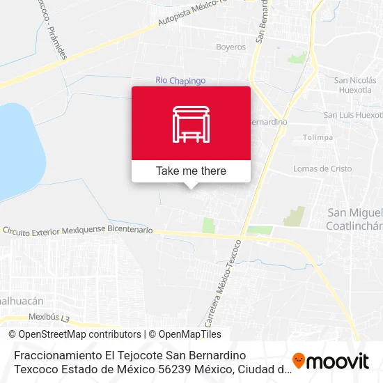 Mapa de Fraccionamiento El Tejocote San Bernardino Texcoco Estado de México 56239 México