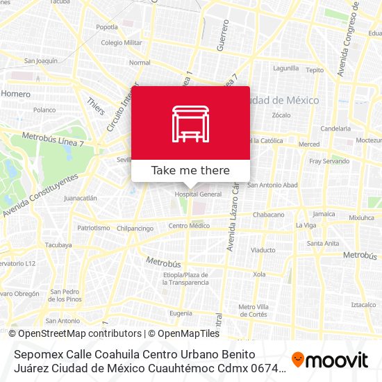 Sepomex Calle Coahuila Centro Urbano Benito Juárez Ciudad de México Cuauhtémoc Cdmx 06740 México map