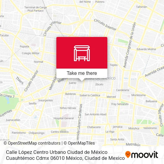 Mapa de Calle López Centro Urbano Ciudad de México Cuauhtémoc Cdmx 06010 México