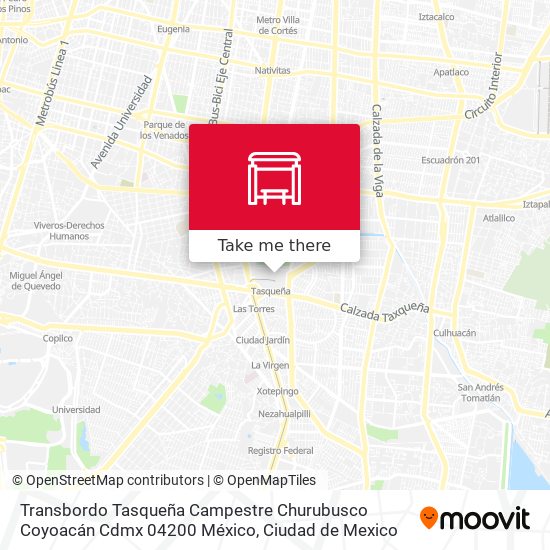 Transbordo Tasqueña Campestre Churubusco Coyoacán Cdmx 04200 México map