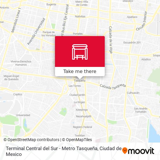 Terminal Central del Sur - Metro Tasqueña map