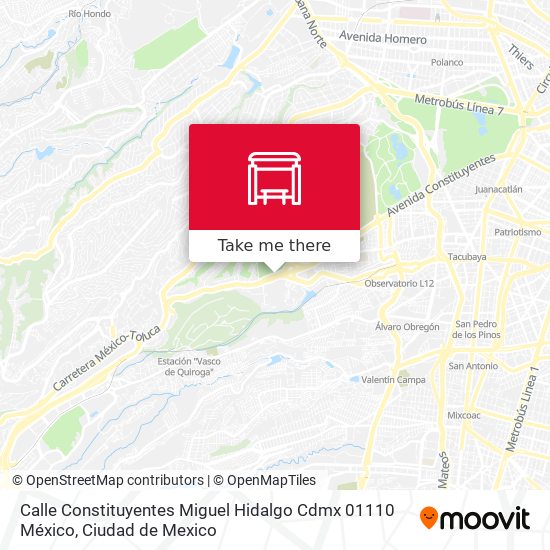 Mapa de Calle Constituyentes Miguel Hidalgo Cdmx 01110 México