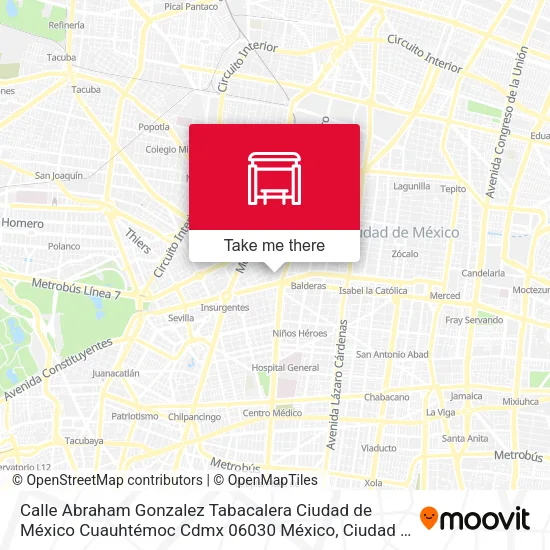 Calle Abraham Gonzalez Tabacalera Ciudad de México Cuauhtémoc Cdmx 06030 México map