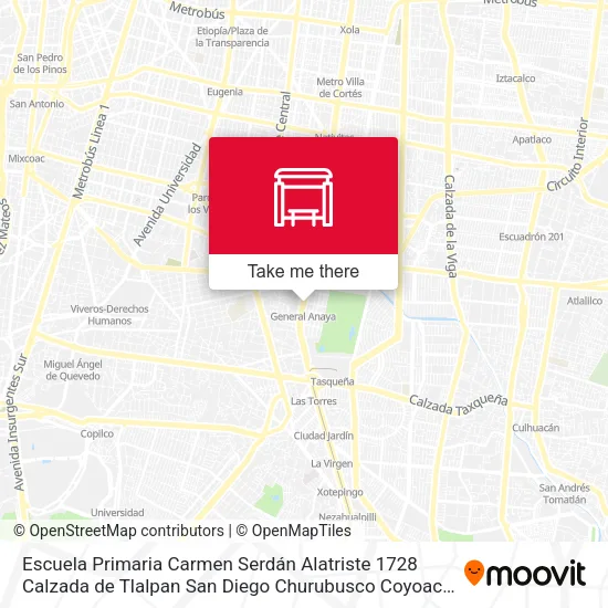 Escuela Primaria Carmen Serdán Alatriste 1728 Calzada de Tlalpan San Diego Churubusco Coyoacán Cdmx 04220 México map