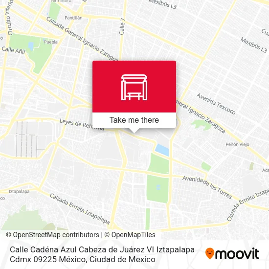 Mapa de Calle Cadéna Azul Cabeza de Juárez VI Iztapalapa Cdmx 09225 México