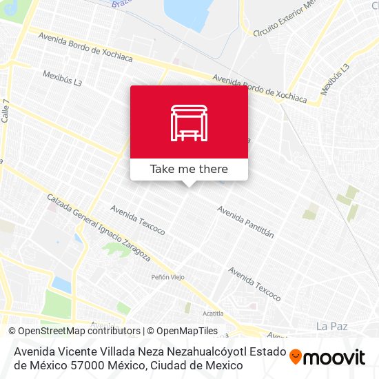 Mapa de Avenida Vicente Villada Neza Nezahualcóyotl Estado de México 57000 México