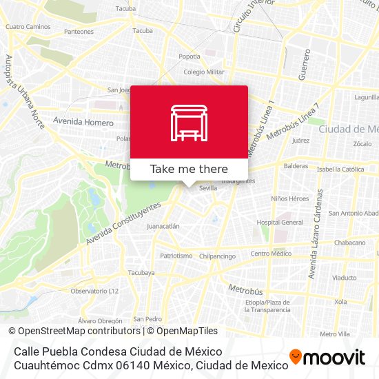 Calle Puebla Condesa Ciudad de México Cuauhtémoc Cdmx 06140 México map