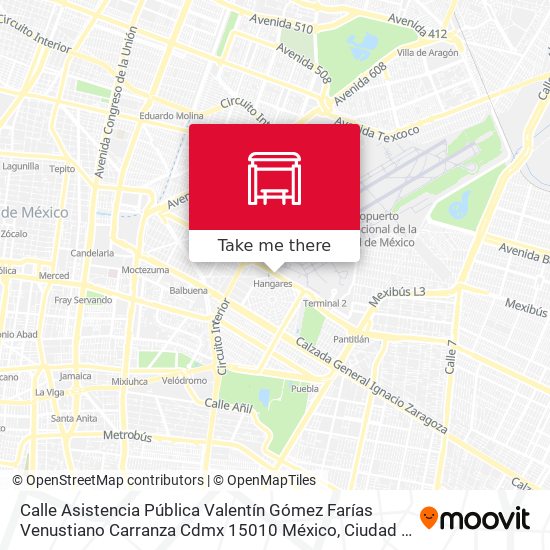 Mapa de Calle Asistencia Pública Valentín Gómez Farías Venustiano Carranza Cdmx 15010 México