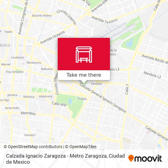 Calzada Ignacio Zaragoza - Metro Zaragoza map