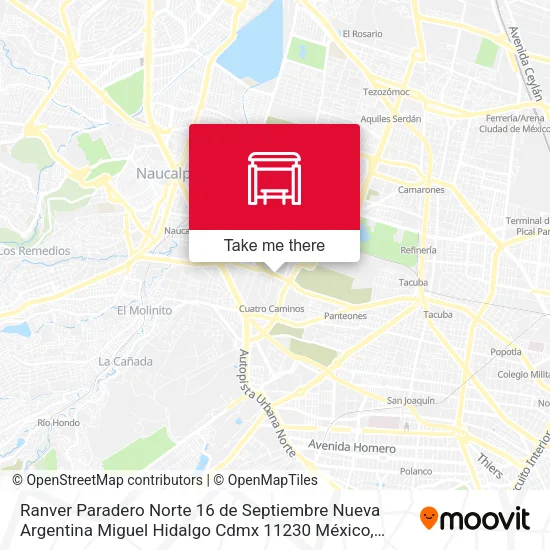 Ranver Paradero Norte 16 de Septiembre Nueva Argentina Miguel Hidalgo Cdmx 11230 México map