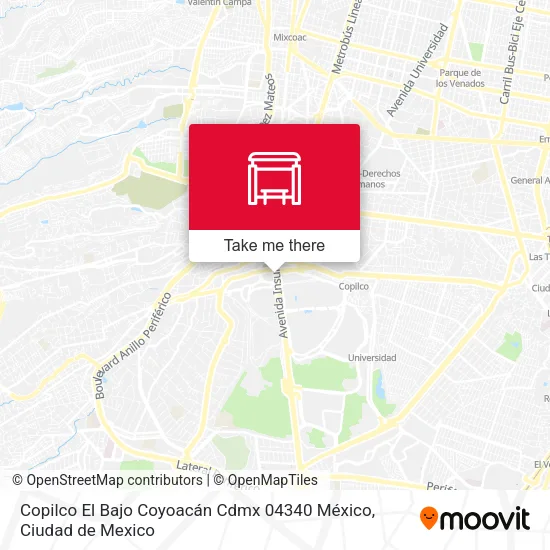 Mapa de Copilco El Bajo Coyoacán Cdmx 04340 México