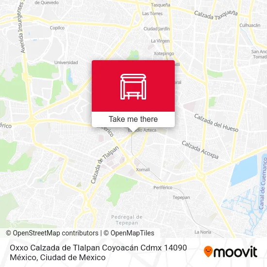 Oxxo Calzada de Tlalpan Coyoacán Cdmx 14090 México map