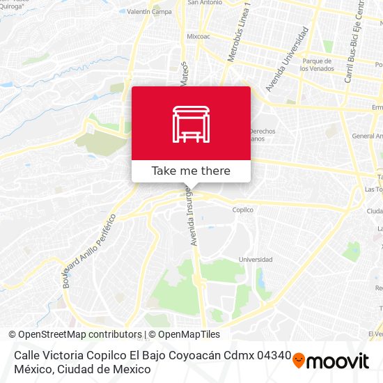 Mapa de Calle Victoria Copilco El Bajo Coyoacán Cdmx 04340 México