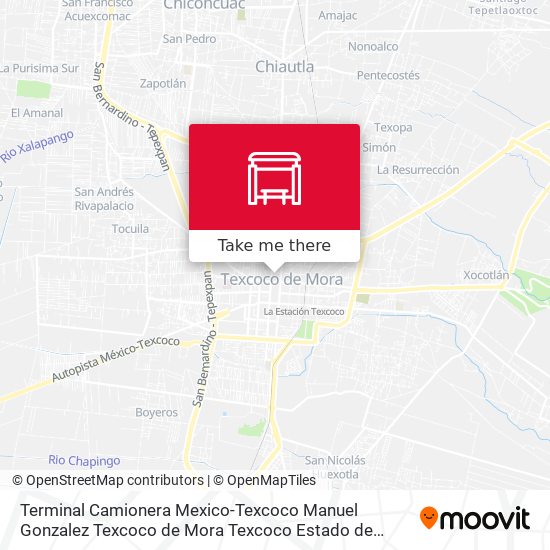 Terminal Camionera Mexico-Texcoco Manuel Gonzalez Texcoco de Mora Texcoco Estado de México 56100 México map