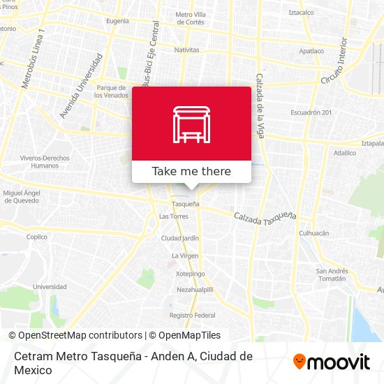 Mapa de Cetram Metro Tasqueña - Anden A