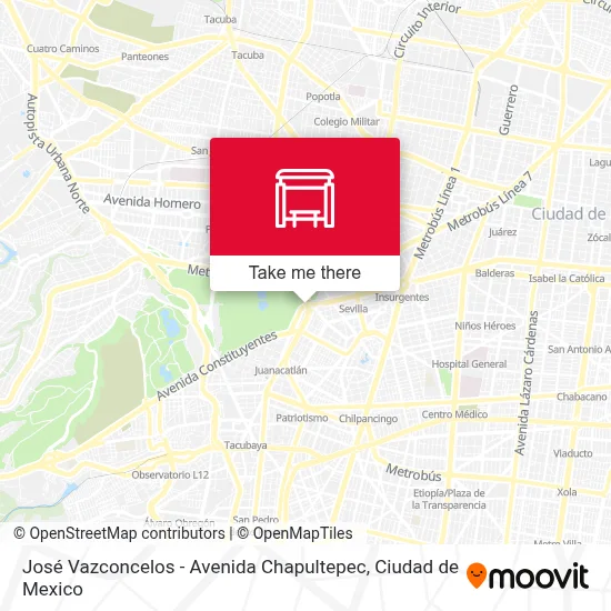 José Vazconcelos - Avenida Chapultepec map