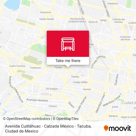 Avenida Cuitláhuac - Calzada México - Tacuba map