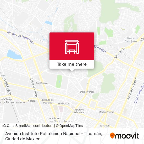 Avenida Instituto Politécnico Nacional - Ticomán map