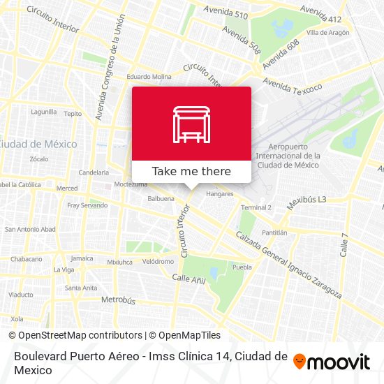 Mapa de Boulevard Puerto Aéreo - Imss Clínica 14