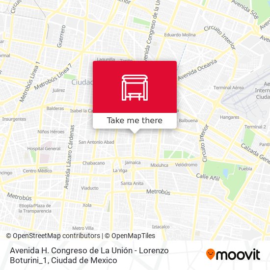 Mapa de Avenida H. Congreso de La Unión - Lorenzo Boturini_1