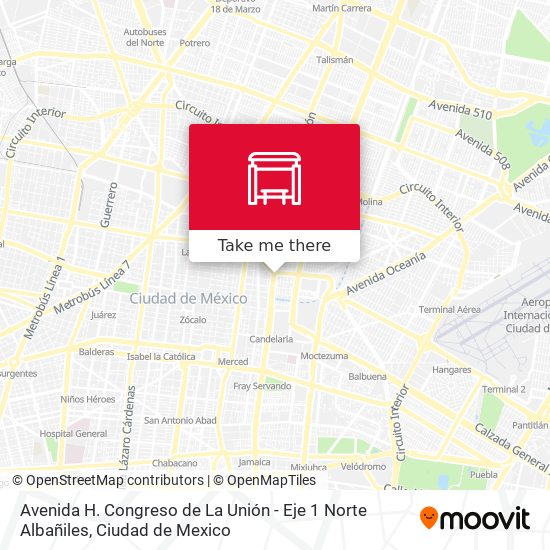 Avenida H. Congreso de La Unión - Eje 1 Norte Albañiles map