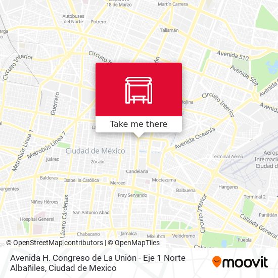 Mapa de Avenida H. Congreso de La Unión - Eje 1 Norte Albañiles