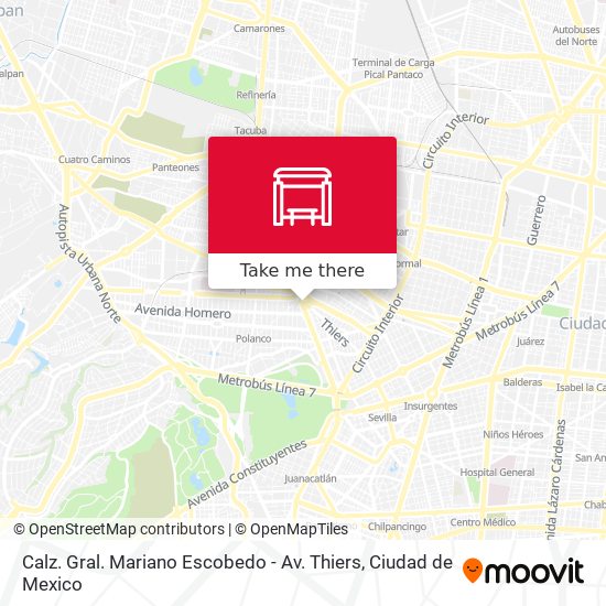 Calz. Gral. Mariano Escobedo - Av. Thiers map