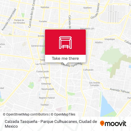 Calzada Tasqueña - Parque Culhuacanes map