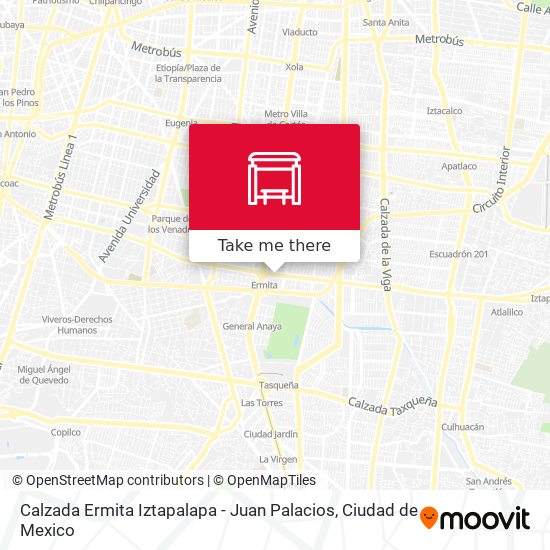 Calzada Ermita Iztapalapa - Juan Palacios map