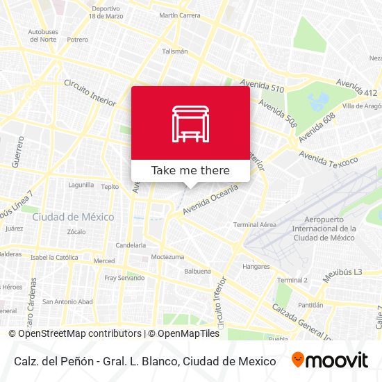 Calz. del Peñón - Gral. L. Blanco map