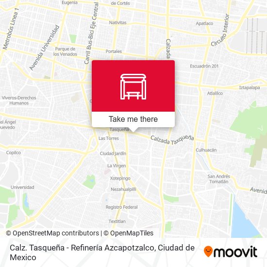 Mapa de Calz. Tasqueña - Refinería Azcapotzalco