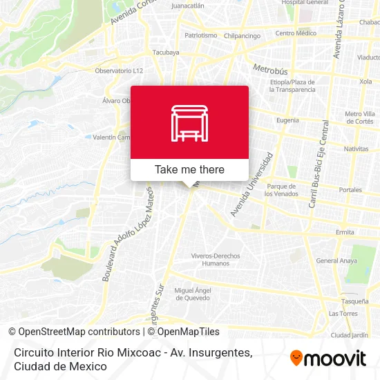 Mapa de Circuito Interior Rio Mixcoac - Av. Insurgentes