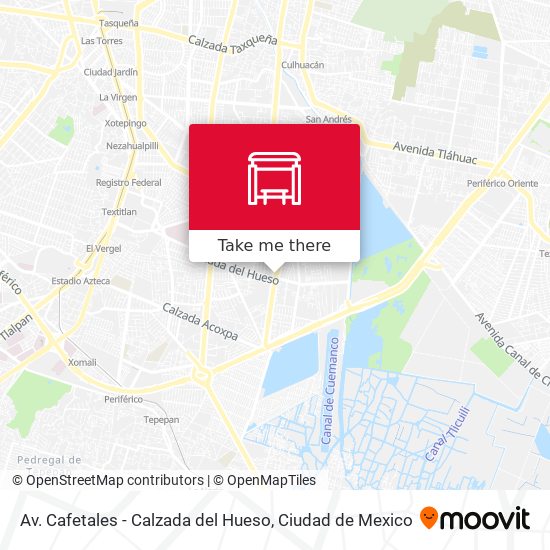 Av. Cafetales - Calzada del Hueso map