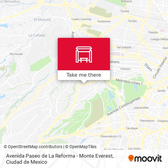 Avenida Paseo de La Reforma - Monte Everest map