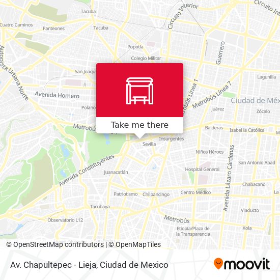 Av. Chapultepec - Lieja map