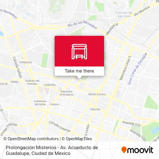 Prolongación Misterios - Av. Acueducto de Guadalupe map
