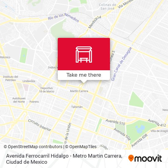Avenida Ferrocarril Hidalgo - Metro Martin Carrera map