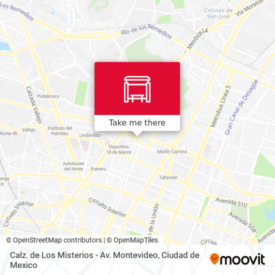 Calz. de Los Misterios - Av. Montevideo map