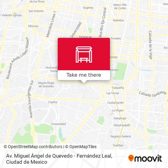 Av. Miguel Ángel de Quevedo - Fernández Leal map