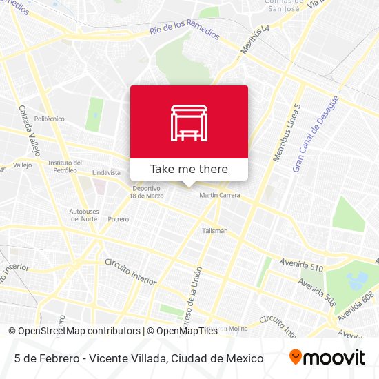 5 de Febrero - Vicente Villada map