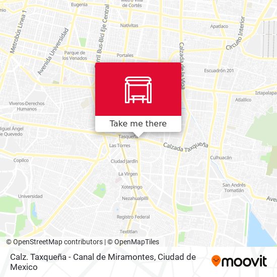 Calz. Taxqueña - Canal de Miramontes map