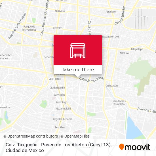 Calz. Taxqueña - Paseo de Los Abetos (Cecyt 13) map