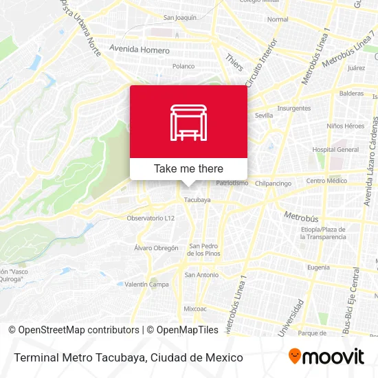 Mapa de Terminal Metro Tacubaya