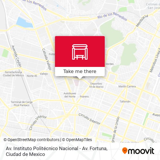 Av. Instituto Politécnico Nacional - Av. Fortuna map